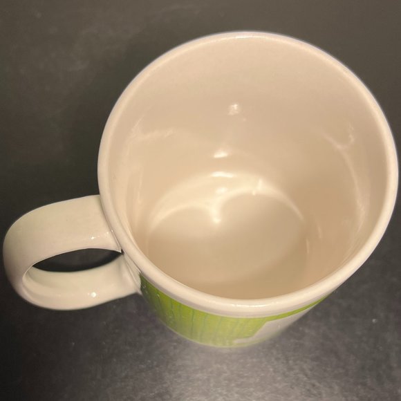 Letter "J " Initial or Monogram Ceramic Mug  w/ Neon Green Tile Pattern - Picture 4 of 5